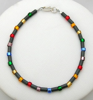 Frosted Tube Hematite Anklet